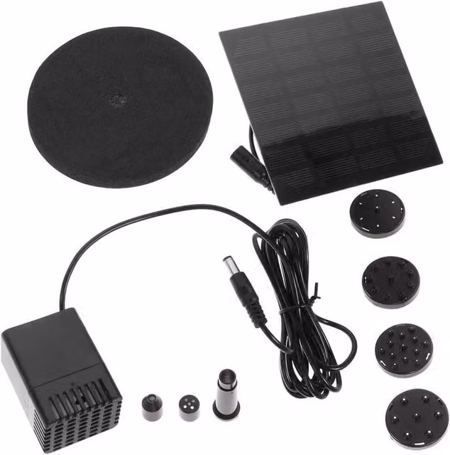 FLAVORA Solar Powered Round Garden Water Fountain in Black – 1