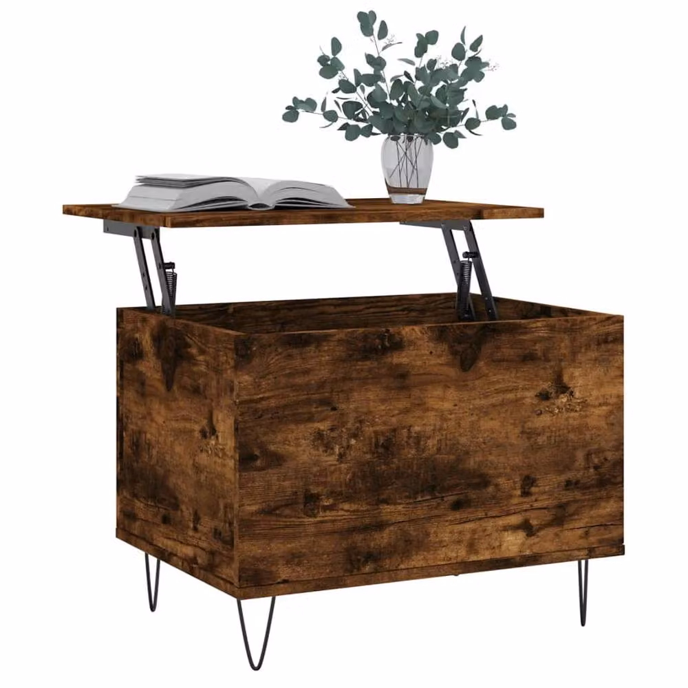 Berkfield Home Modern Smoked Oak Coffee Table in Brown with Lift Mechanism, W/D/H: 60 x 44.5 x 45 cm – 3