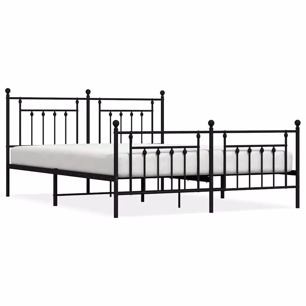 Berkfield Home Metal Bed Frame with Headboard and Footboard in Black W/D/H: 183 x 97 x 187 cm – 3