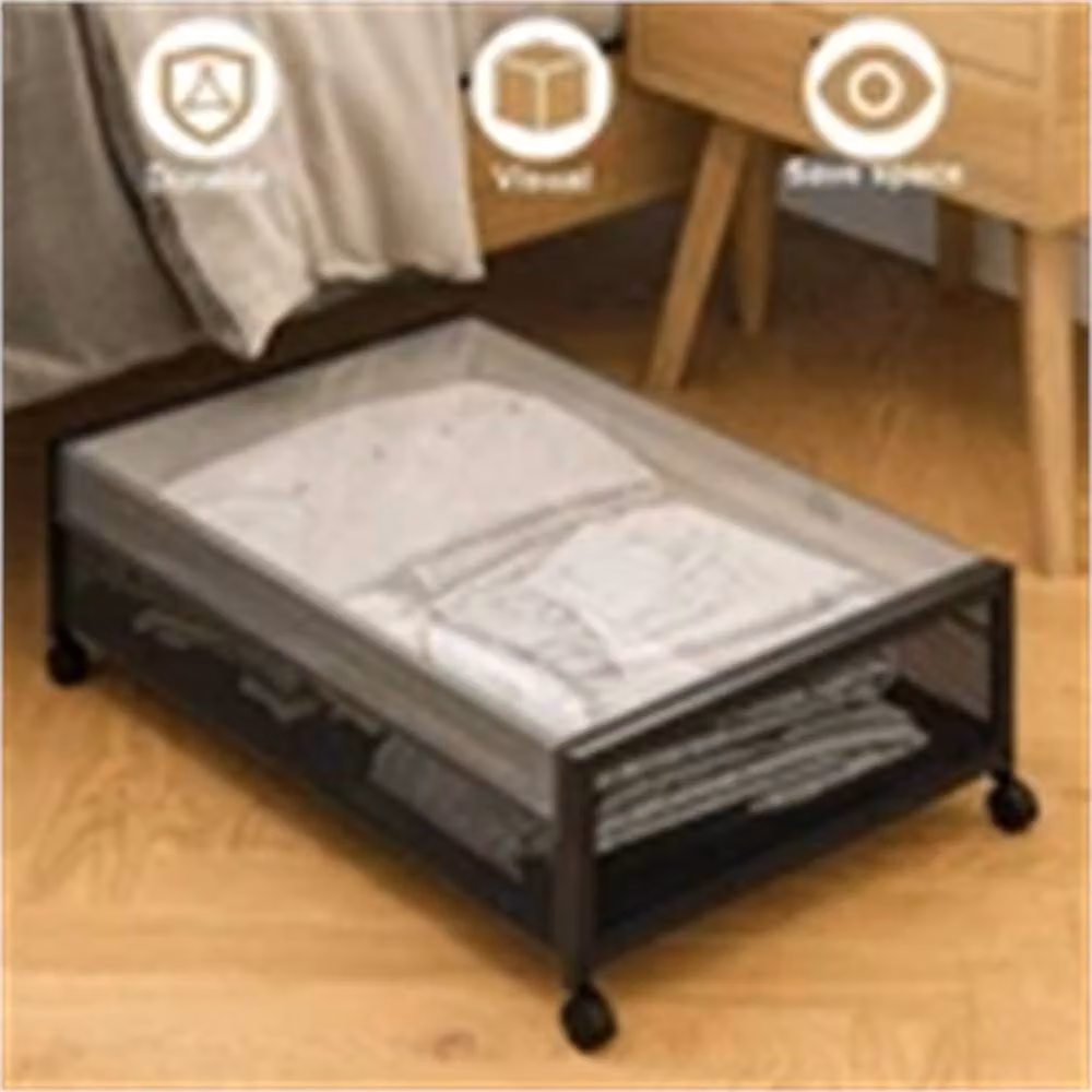 Nordara 2x Black Fabric Underbed Rolling Storage Containers, W: 90 cm – 4