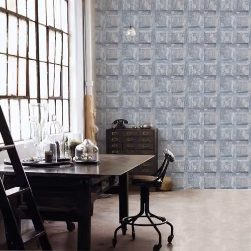 Galerie Nostalgie Collection Blue Geometric Non-Woven Matte Wallpaper Roll – 2