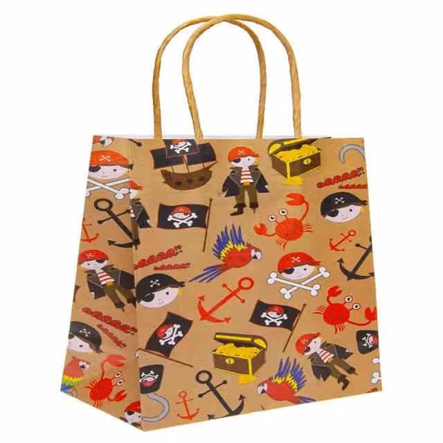 LG-Imports Pack of 12 White Pirate Paper Party Gift Bags for Children