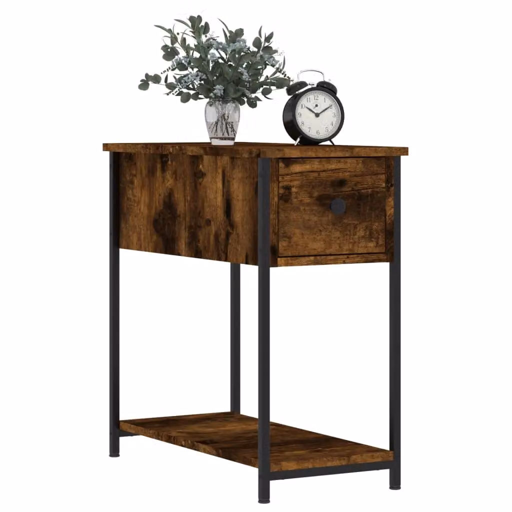 Berkfield Home Set of 2 Smoked Oak Bedside Cabinets in Brown, W/D/H: 30 x 60 x 60 cm – 3