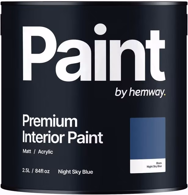 Hemway Matt Acrylic Interior Paint in Night Sky Blue, 2.5 l