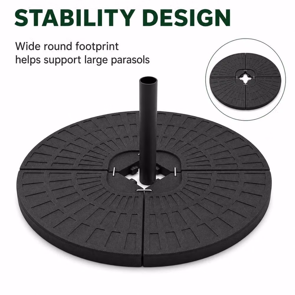 NESTLUNE Set of 4 Black Sand or Water Filled Cantilever Parasol Base Stands, W: 100 cm, D: 15 cm – 2