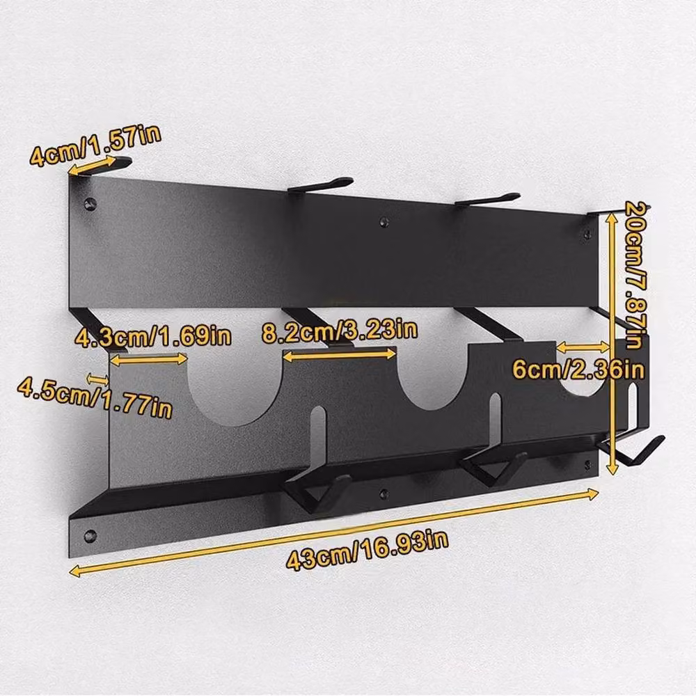 Hinsinc Wall Mounted Metal Angle Grinder Storage Rack, Black, W: 1000 cm, D: 52 cm, H: 2 cm – 2