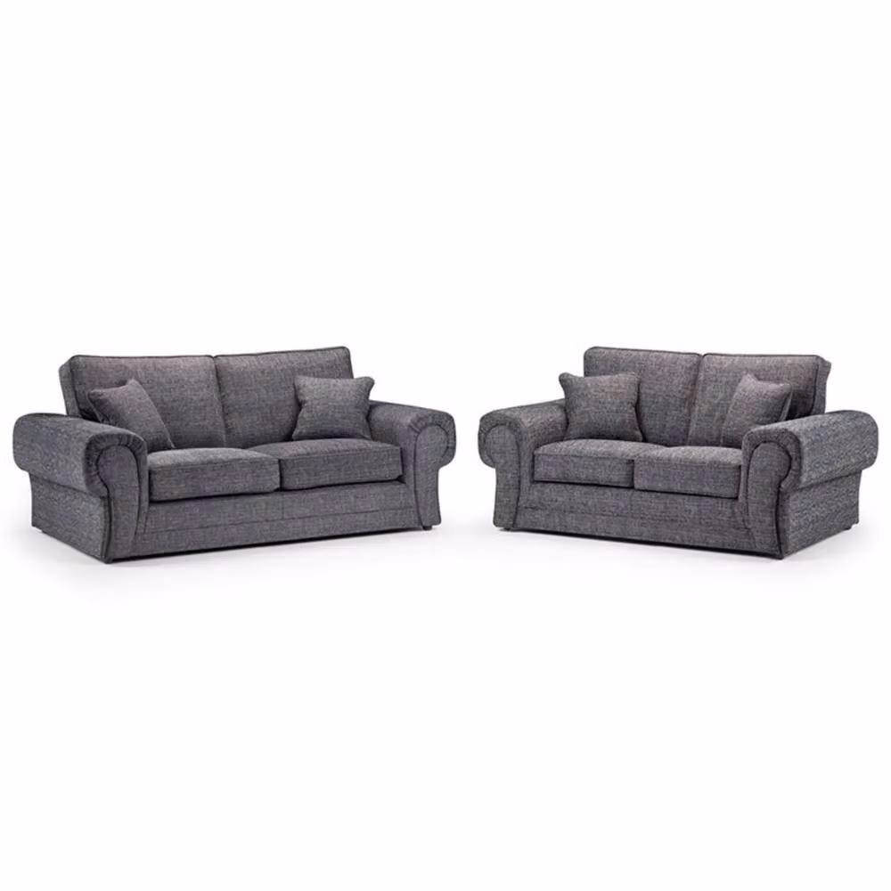 Snug Furniture Birmingham Ltd Wilcot Grey Fabric 3+2 Sofa Set with Scatter Cushions – 2