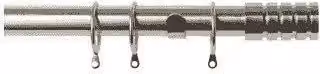 New Edge Blinds Satin Silver Metal Curtain Pole Set with 25-28mm Traction End