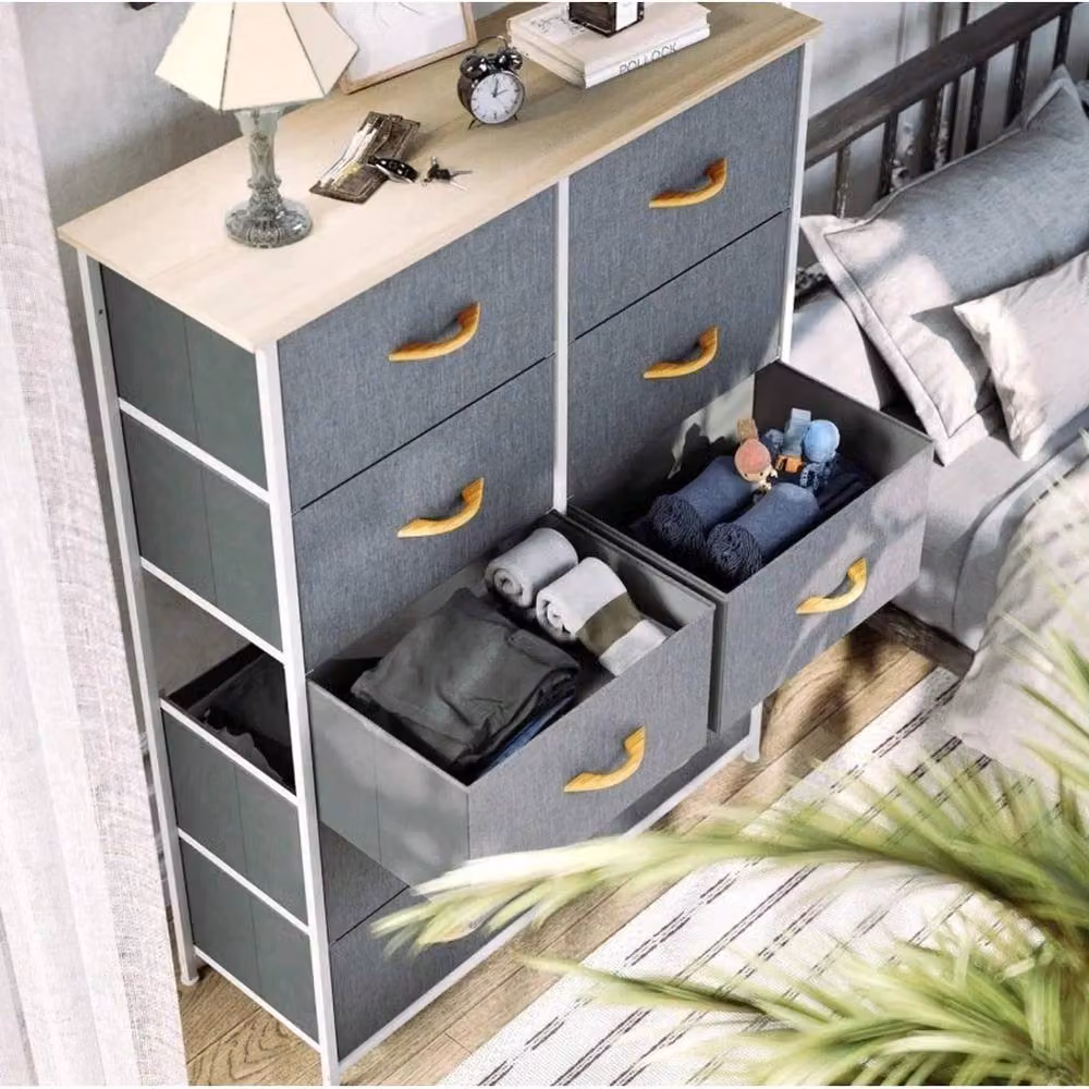 VOGREX 10 Drawer Bedroom Storage Chest with Grey Steel Frame in Dark Grey – 3
