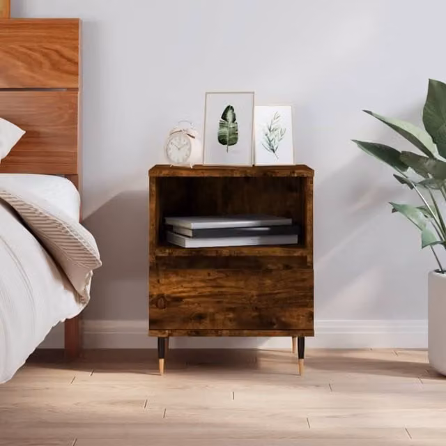 Berkfield Home Bedside Cabinet in Smoked Oak Brown, W: 40 cm, D: 35 cm, H: 50 cm – 1
