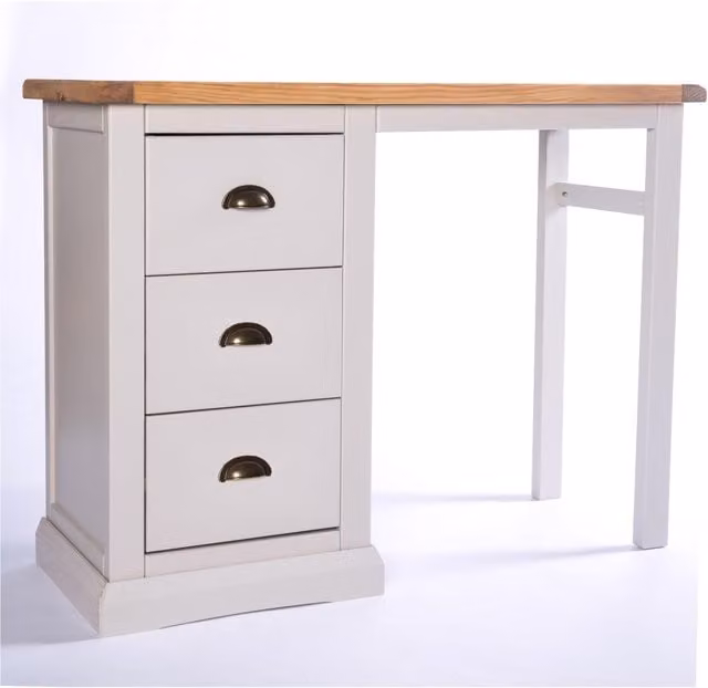 Cabinet Bits Loreo 3 Drawer Dressing Table in Grey Waxed Pine