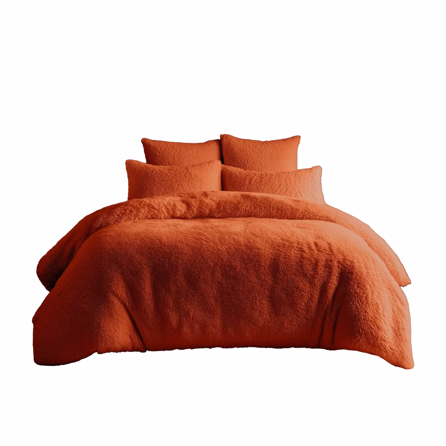 Home Sweet Home UK Teddy Bear Fleece Double Duvet Cover and Pillowcase Set in Orange, W/D/H: 200 x 200 cm and 50 x 75 cm – 2