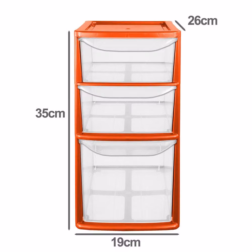 Simpa 3 Drawer Desktop Tower Storage Unit, Red, H: 35 cm – 2