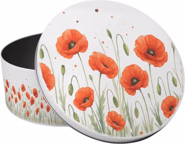 Purely Home Summer Poppies Small Round Cake Tin, Multicoloured