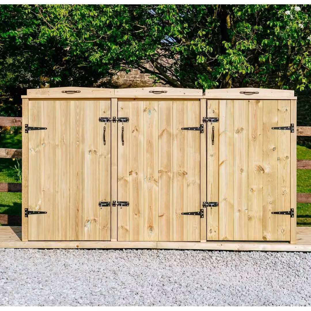 Buttercup Farm Chatburn Bin Store in Brown, Fits 1x 180L/240L Wheelie Bin and 4x Boxes, W/D/H: 192 x 80.4 x 120 cm – 3