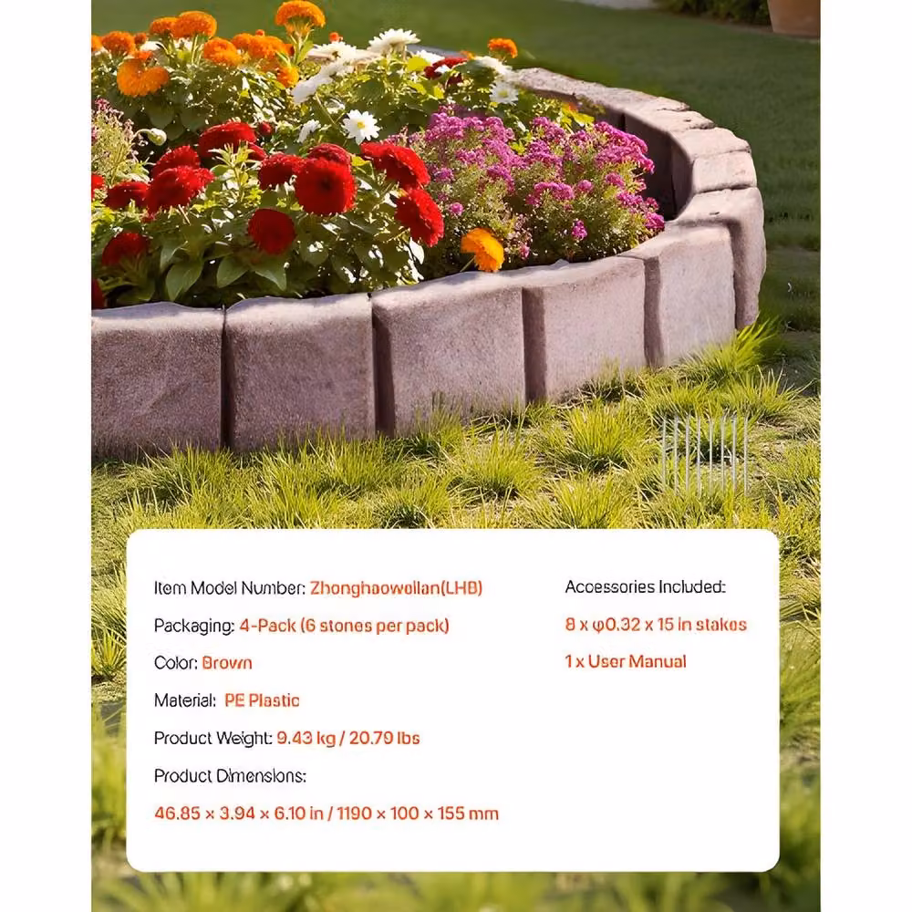 Ferand Realistic Faux Stone Landscape Edging, Brown – 3