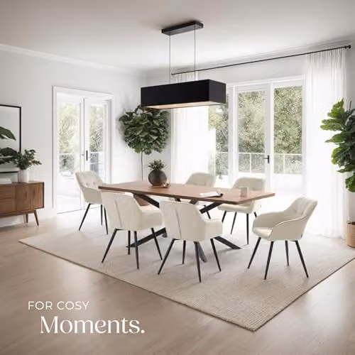 tectake Set of 6 Modern Dining Chairs with Armrests and Velvet-Look Fabric in Black – 2