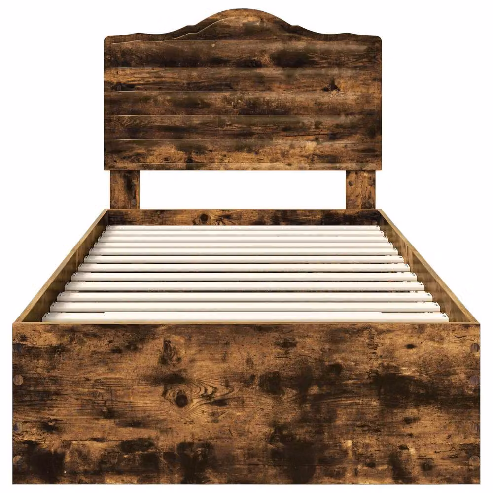 Berkfield Home Modern Bed Frame with Headboard in Smoked Oak Brown, W/D/H: 90 x 190 cm – 3