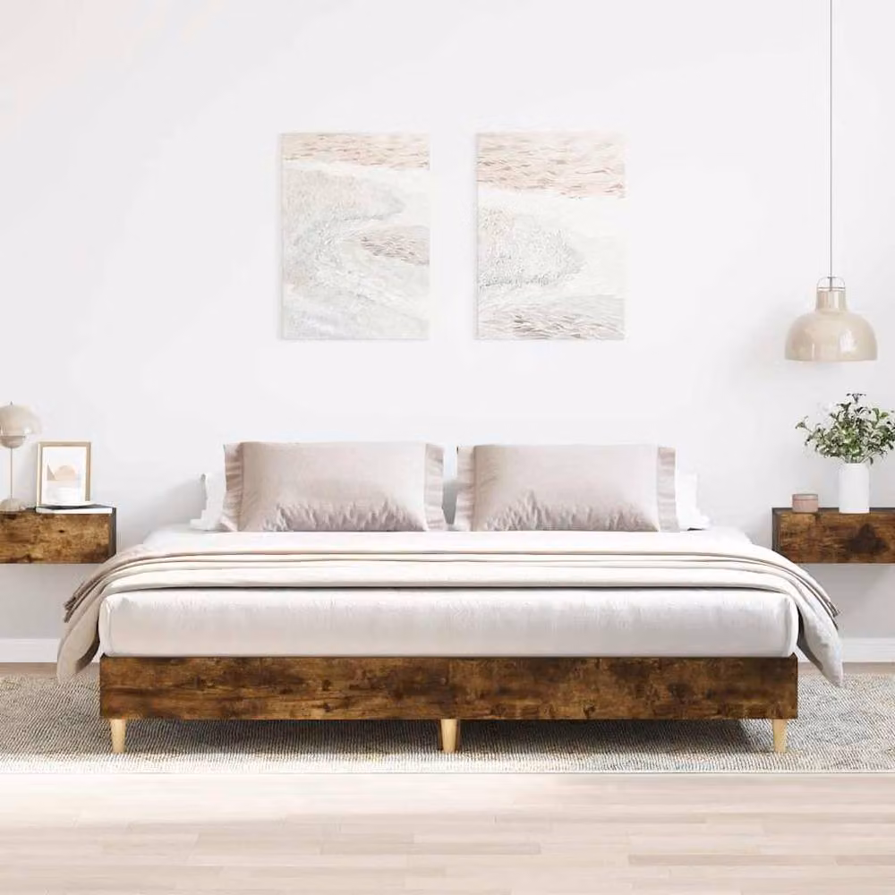 Berkfield Home Smoked Oak Bed Frame in Brown, Engineered Wood, 200 x 200 cm – 2