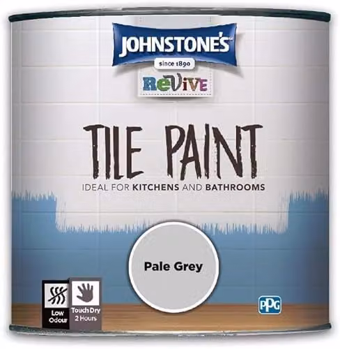 Johnstone's Revive Upcycling Tile Paint in Gloss Pale Grey, 750ml – 2