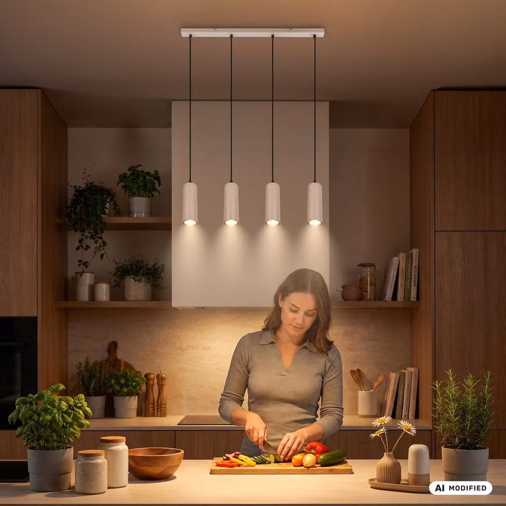 Briloner Beige Modern 4 Light Height Adjustable Suspended Pendant Light for GU10 Bulbs – 5