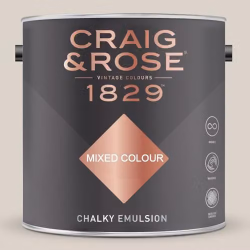 Craig & Rose 1829 Chalky Emulsion Paint Stop in Pipe Clay, Matt, Water Based, 2.5 l