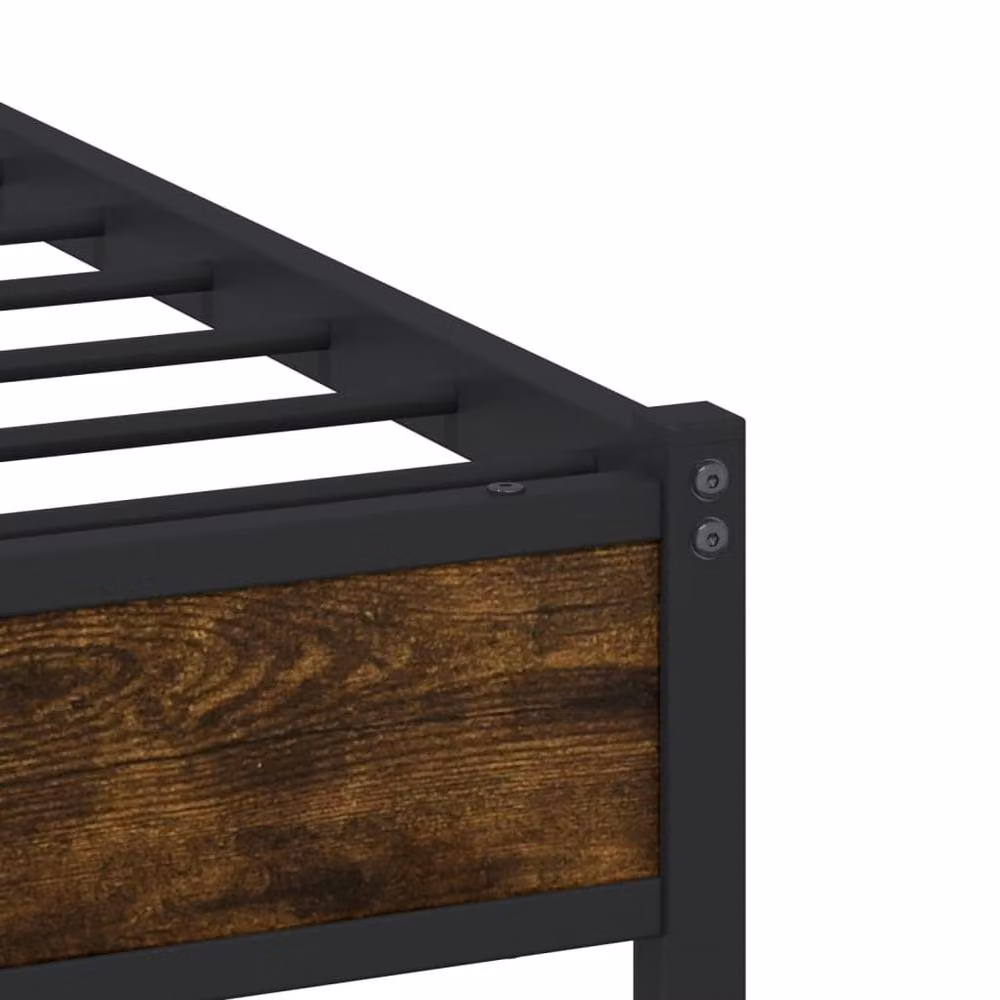 Berkfield Home Single Metal Bed Frame in Smoked Oak and Brown, 90 x 190 cm – 6
