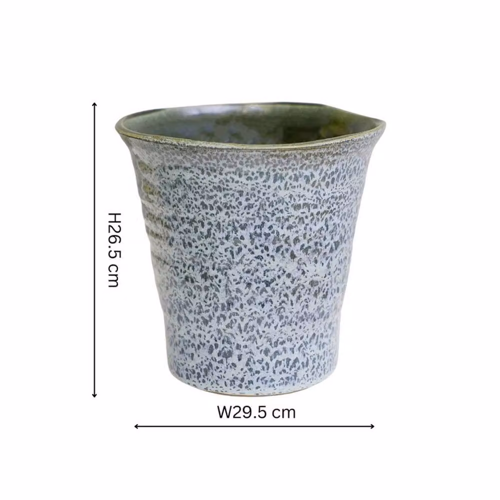 Lemon Pavilion Furniture and Decor Vallo Reactive Glaze Tapered Ceramic Planter, Blue and Multicolour, W: 29.5 cm, D: 29.5 cm, H: 26.5 cm – 3