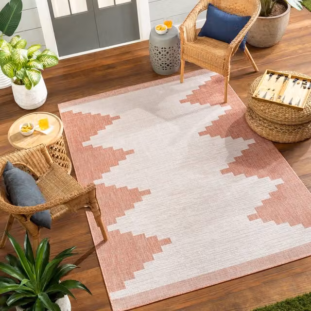 Livabliss Aegean Modern Geometric In- & Outdoor Rug, Pink, W: 160 cm, L: 230 cm