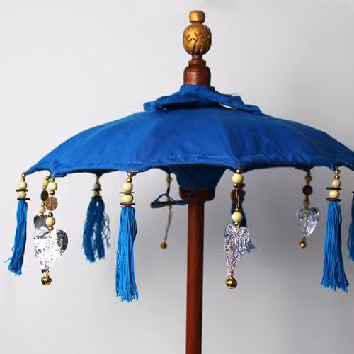 Serenityy Bali Home Decor Blue Ethnic Cotton Parasol, Diameter: 40 cm – 2