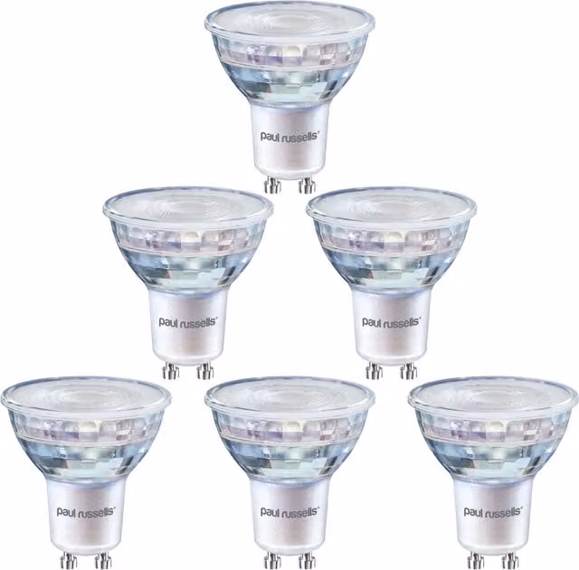 Paul Russells 5.5W GU10 LED Cool White Bulb, 75W Equivalent, Pack of 6