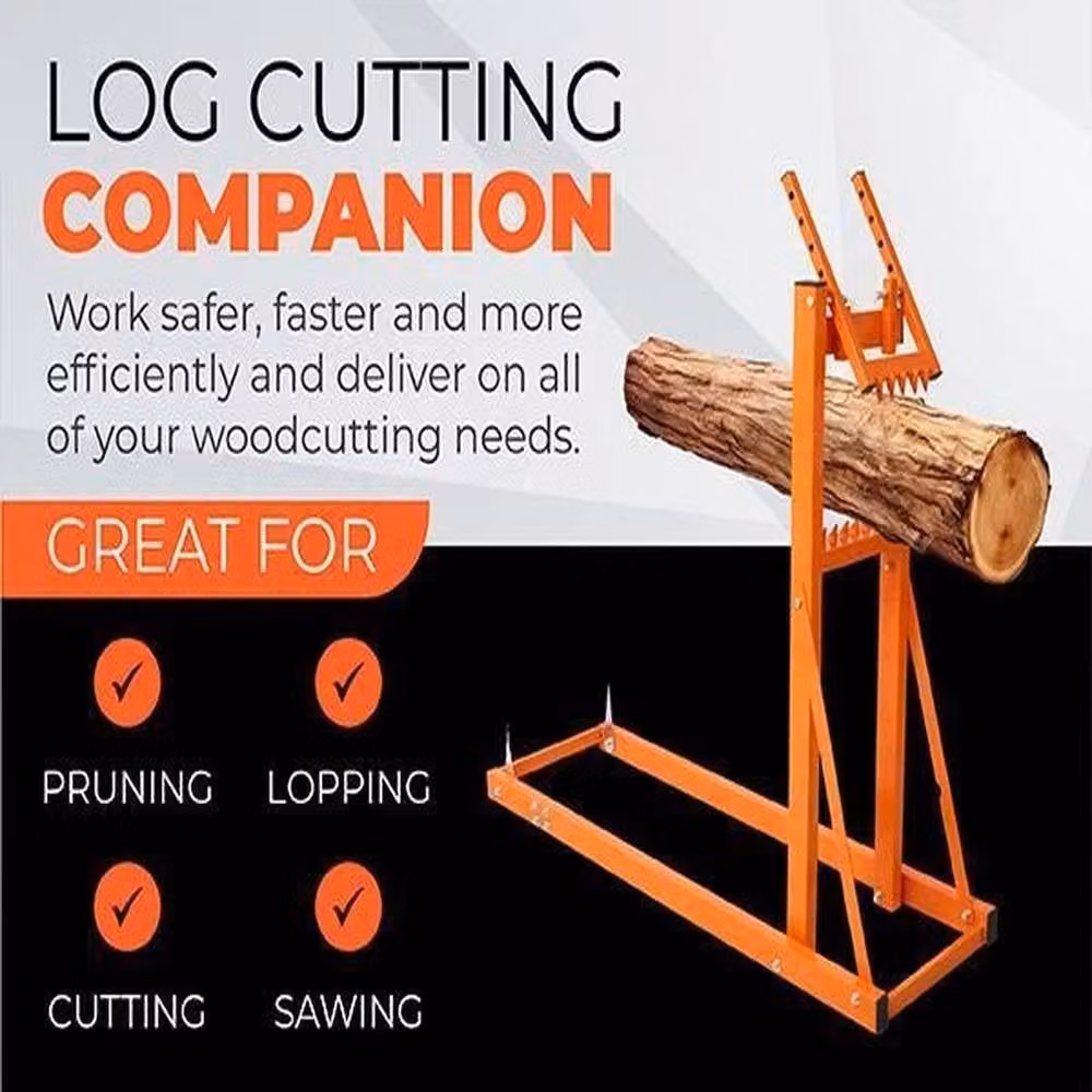 VOGREX Heavy Duty Log Saw Horse and Chainsaw Wood Stand in Orange – 4