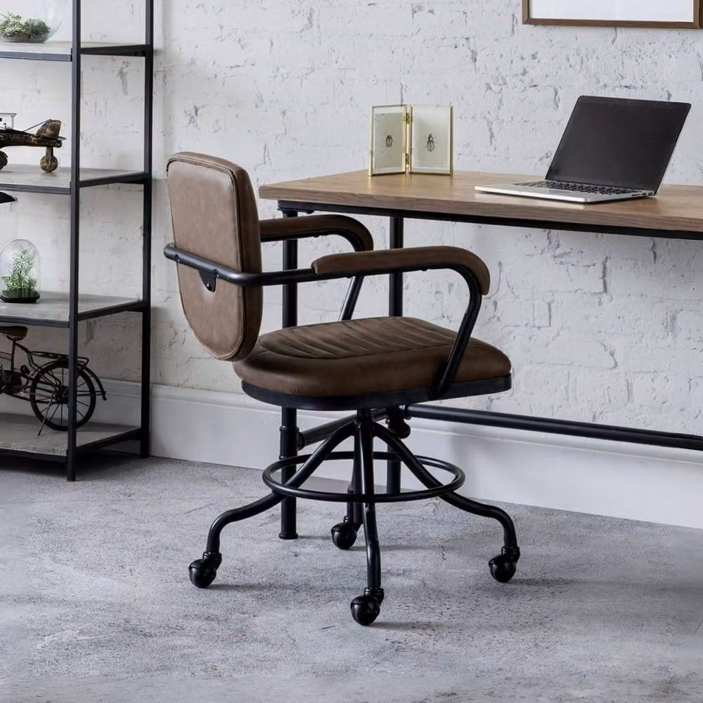 Cheshire Dunross Executive Upholstered Office Chair in Brown and Black Synthetic Leather – 2