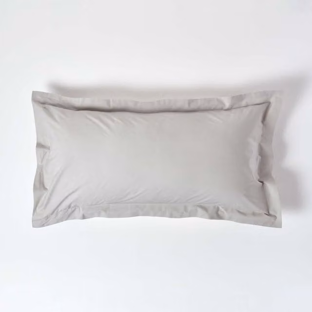 Homescapes 200 Thread Count Egyptian Cotton Percale Pillowcase in Silver Grey