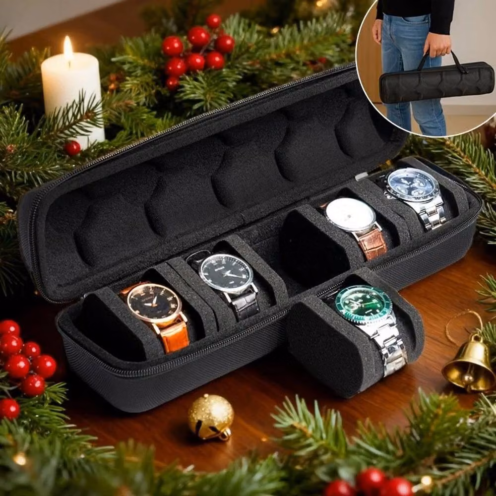 EONLION 5 Slot Portable Watch Storage Box and Travel Organiser in Black – 2
