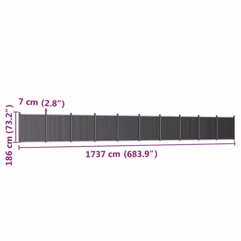Berkfield Home Grey WPC and Aluminium Fence Panel, H: 186 cm, W: 173.7 cm – 6