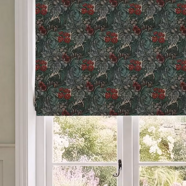HOUSE Llewelyn-Bowen Hedgerovia Printed Velvet Made To Measure Roman Blind in Rosetint