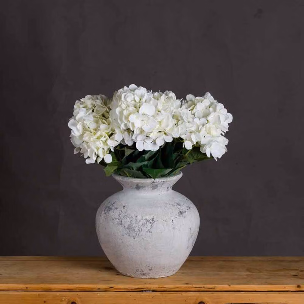 Lemon Pavilion Furniture and Decor Darcy Antique White Ceramic Stone Vase W: 31 cm, D: 31 cm, H: 30 cm – 2