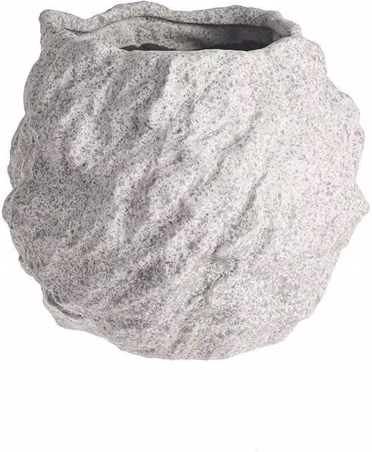 KDMD Grey Ceramic Rounded Pot with Rough Texture, Diameter: 22 cm