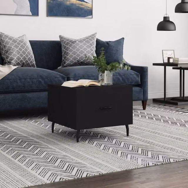 Berkfield Home Black Modern Square Coffee Table, W/D/H: 50 x 50 x 40 cm