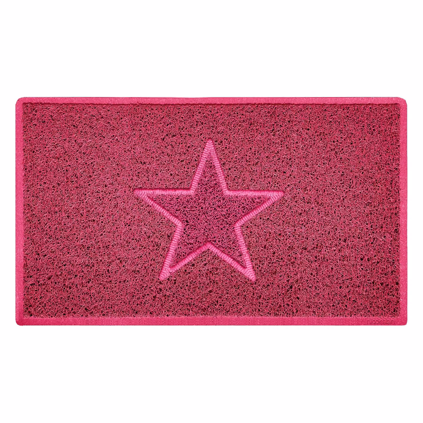 Nicoman Pink Star Embossed PVC Spaghetti Door Mat, W: 45 cm, D: 75 cm – 2