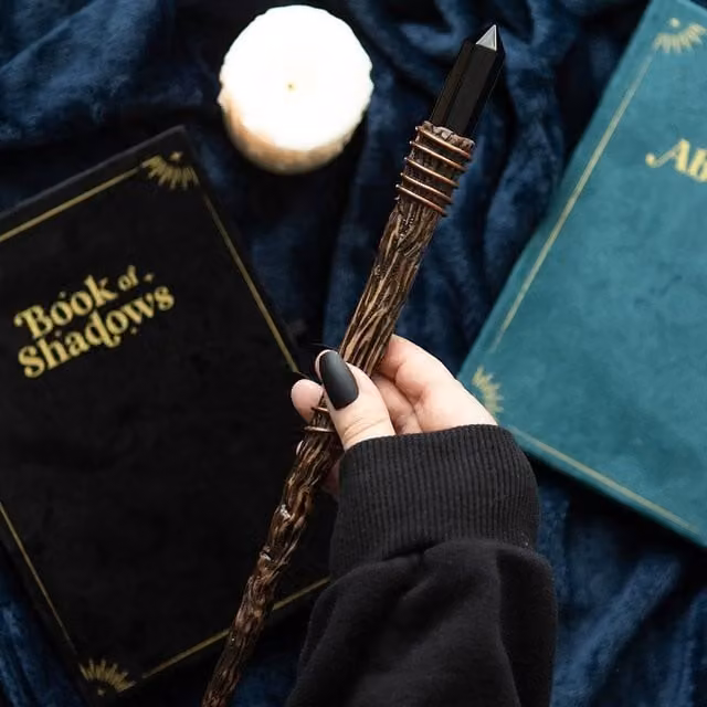 Uniqueful Black Obsidian Crystal Wand