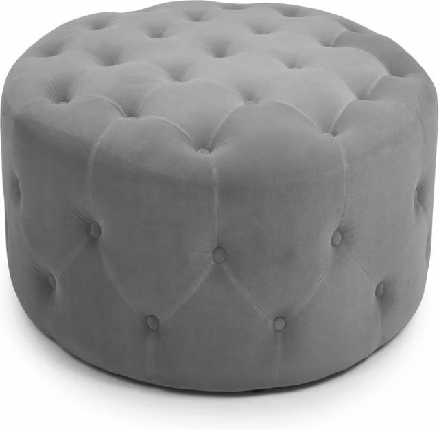 Shankar Cylindrical Velvet Pouffe in Grey and Black