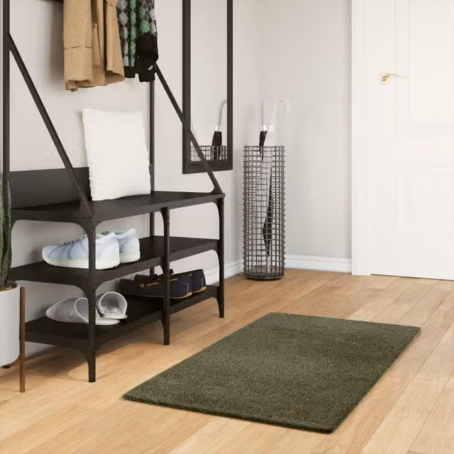 Berkfield Home HUARTE Short Pile Washable Rug, Forest Green, W: 60 cm, L: 110 cm – 1