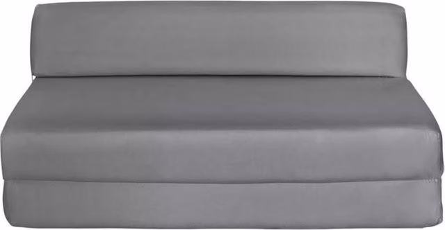 Kaikoo Grey Fabric Fold-Out Double Bed with Foam Upholstered Frame