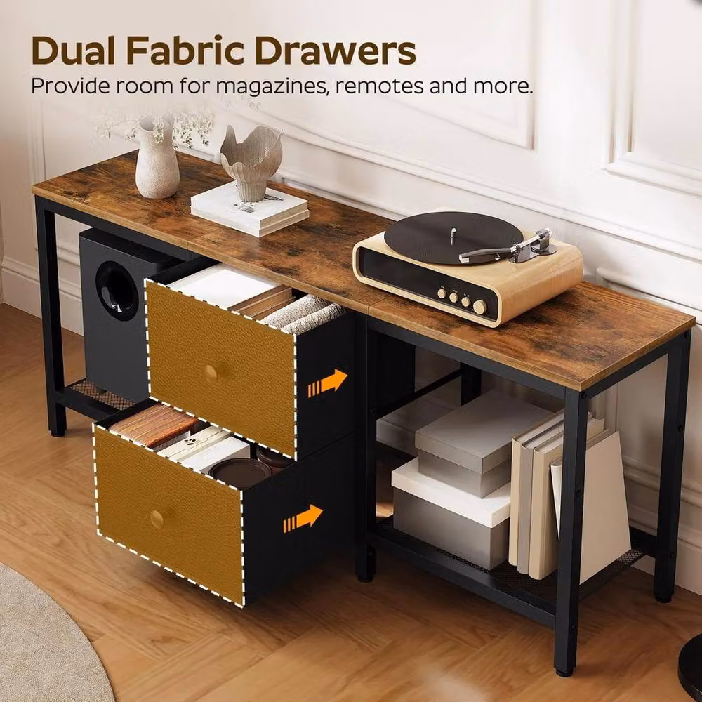 FORGEVIO Rustic Brown TV Cabinet Stand, W/D/H: 120 x 30 x 50 cm – 4