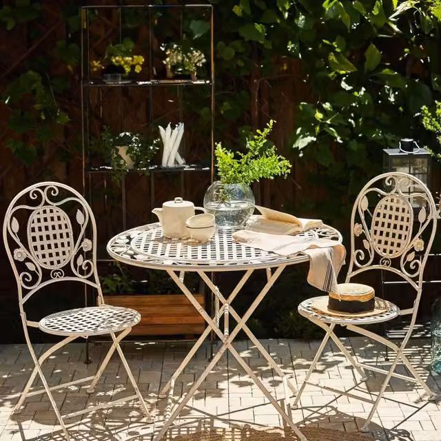 Wyld Haus Provencal Co Garden Chair Set of 2 in White Powder Coated Steel