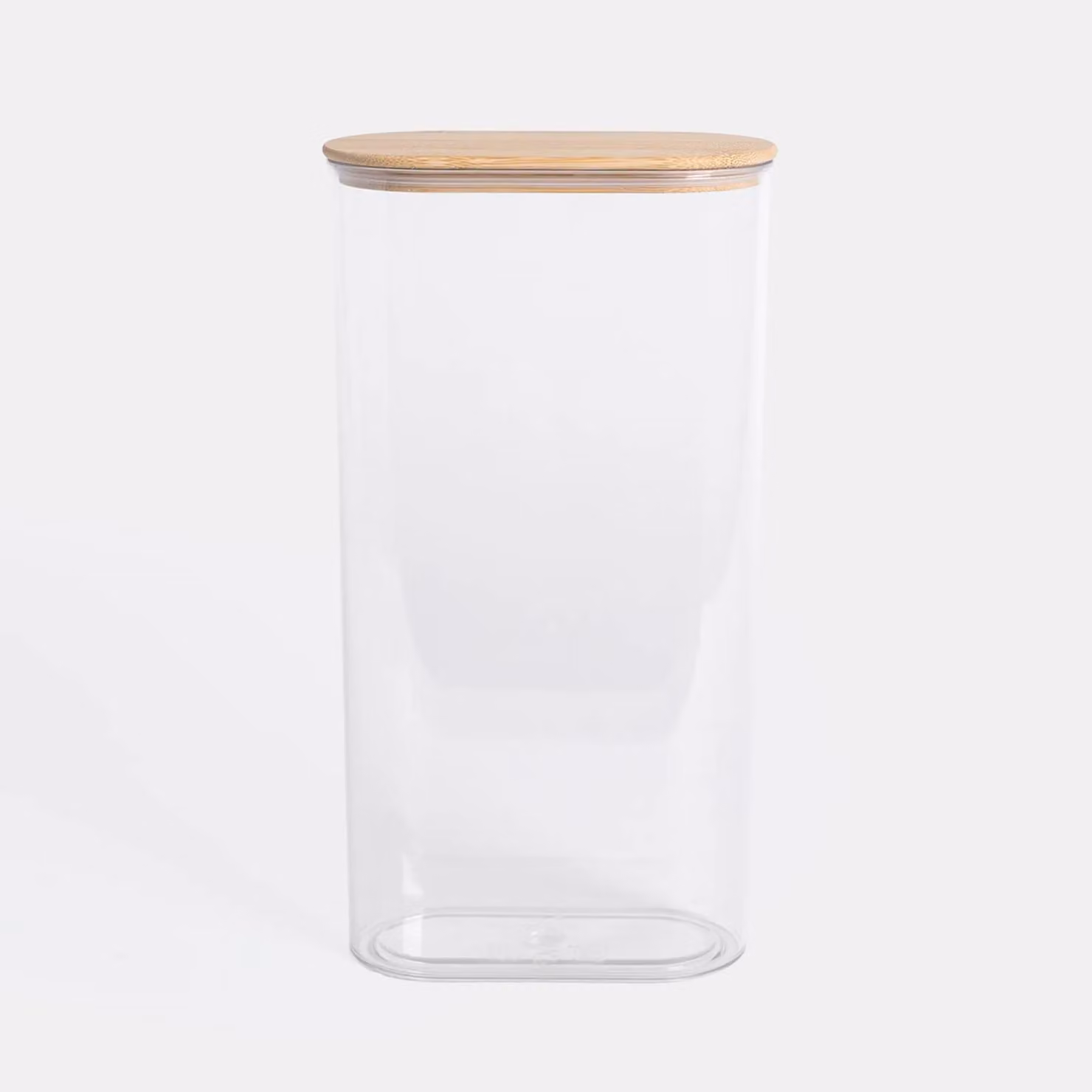 OHS Transparent Oval Food Storage Container with Airtight Bamboo Lid, BPA Free Plastic and Silicone Kitchen Jar – 3