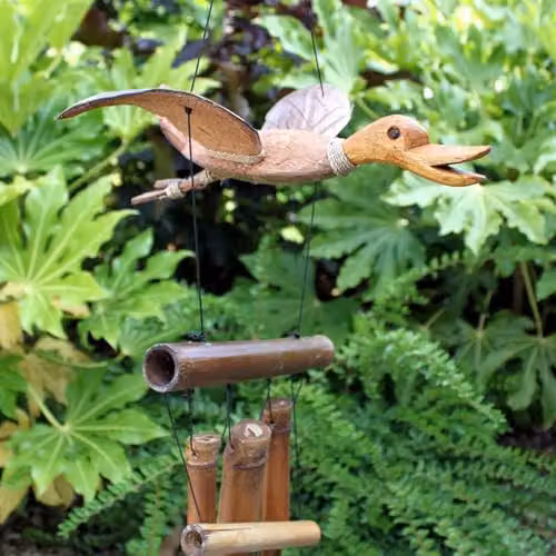 Ancient Wisdom Brown Coconut Duck Hanging Windchimes