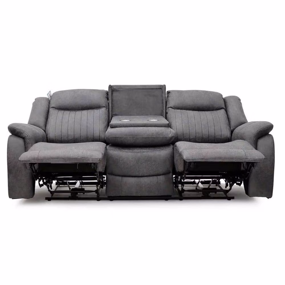 Furnishings For Less UK Lennox Grey 3 Seater Electric Recliner Sofa with USB Charging and Cup Holders – 3